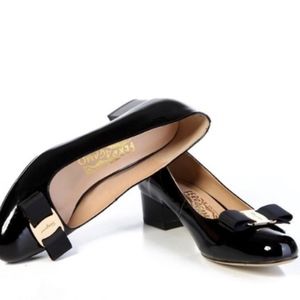 Salvatore Ferragamo Vara Patent block heel flat
